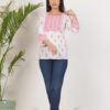 Women’s White & Pink Printed Straight Kurti