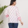 Women’s White & Pink Printed Straight Kurti