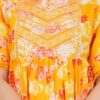 Women’s Yellow Floral Printed Flared Top with Embroidery