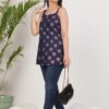 Women’s Navy Blue Printed Sleeveless Top