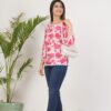 Pink Floral Lace Trim Kurti for Women