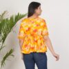 Women’s Yellow Floral Printed Flared Top with Embroidery