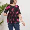 Women’s Black & Pink Printed Flared Top