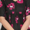 Women’s Black & Pink Printed Flared Top