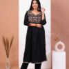 Elegant Black Embroidered Kurti Set