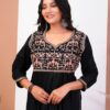 Elegant Black Embroidered Kurti Set