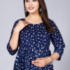 Navy Blue Sleeveless Star Print Midi Dress for Women