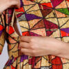 Multicolor Geometric Print Empire Waist Midi Dress