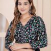 Black Georgette Anarkali Dress with Floral Embroidered Yoke - Image 4