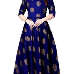 Angratan Navy Blue Golden Printed Anarkali Gown