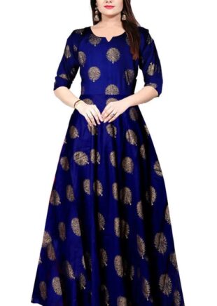 Angratan Navy Blue Golden Printed Anarkali Gown