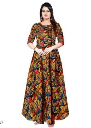 Angratan Multicolor Geometric Printed Anarkali Gown