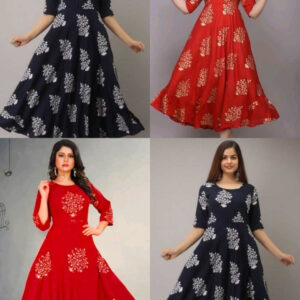 Angratan Maroon Golden Printed Anarkali Gown