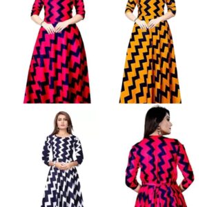 Angratan Zigzag Printed Anarkali Long Gown