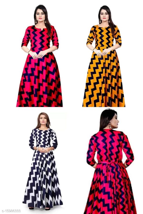 Angratan Zigzag Printed Anarkali Long Gown