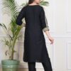 Elegant Black Cotton Kurta Set with Beige Embroidery - Image 7