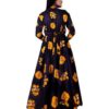 Women’s Black & Orange Printed Long Maxi Gown