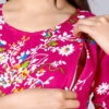 Magenta Pink Floral Printed Empire Waist Midi Dress - Image 4