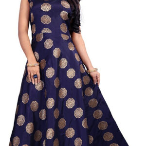 Women’s Navy Blue Jacquard Printed Anarkali Gown